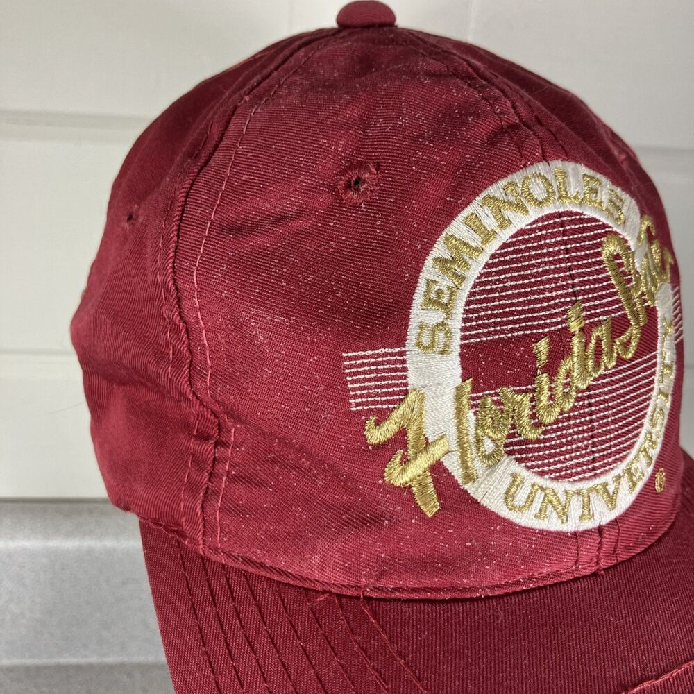 Vtg Retro FSU Hat Cap Spellout Florida State Seminoles Big Logo Noles Snapback - Picture 2 of 12